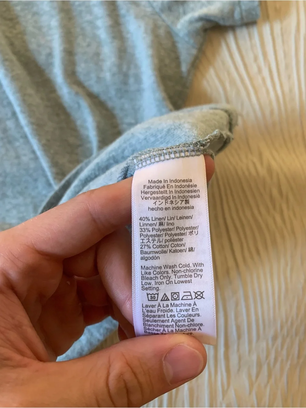 J. Crew Blue/Seafoam Green Lightweight Linen Blend Short Sleeve T-Shirt, size M